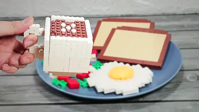 Lego Breakfast with Bread and Eggs - Lego In Real Life #1 / Stop Motion  Cooking ＆ ASMR
