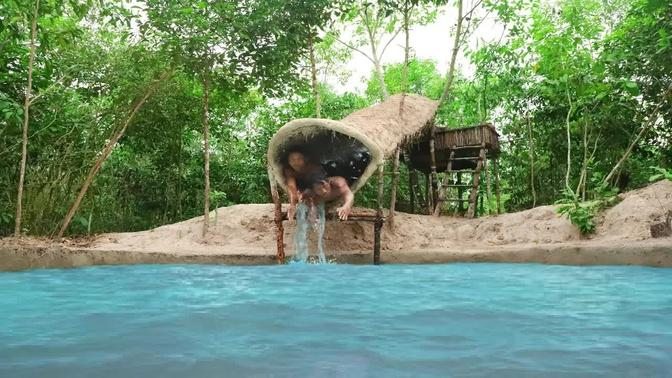 How to build most beautiful jungle water park slide into swimming pool.