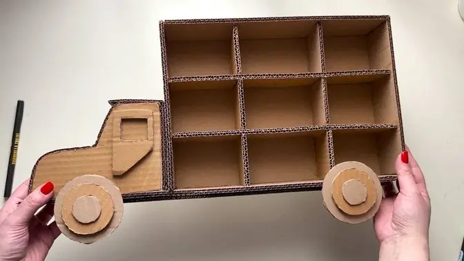 DIY Cardboard Toy Truck Shelf | Easy Car Storage for Kids