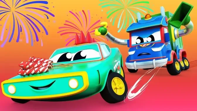 CROCODILE steals NEW YEAR FIREWORKS! | Super Truck | Car City World App  Cars World For