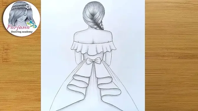 How to draw a girl with Beautiful Dress for Beginners / pencil sketch step  by step
