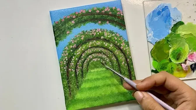 Easy flower garden painting/acrylic painting tutorial/acrylic painting for beginners tutorial