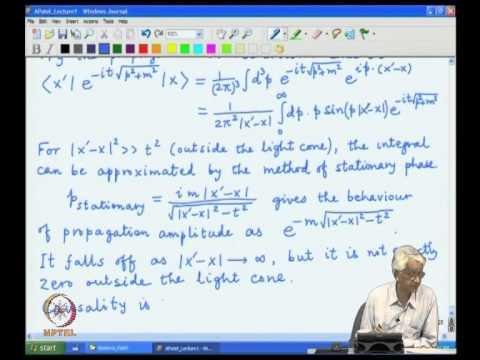 Mod-03 Lec-27 Relativistic case, Particle and antiparticle contributions, Feynman prescription