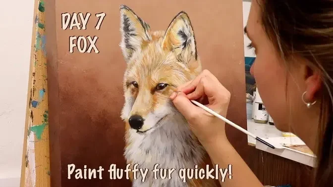 Advanced Painting Tips for Fluffy Fur | Day 7 Fox of Painting 31 Animals in 31 Days