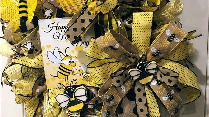 How to make a 10in ruffle and woodland ruffle wreath mothers day bee wreath