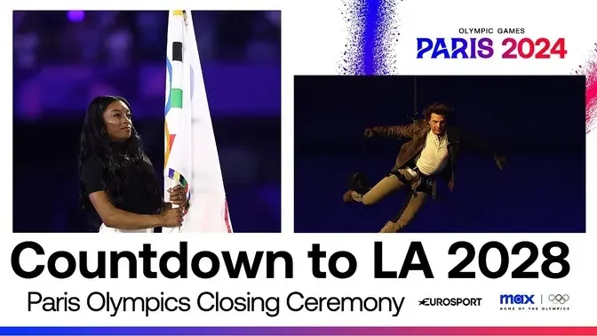 Tom Cruise DIVES into Paris Olympics Closing Ceremony & drives off with flag to LA 2028