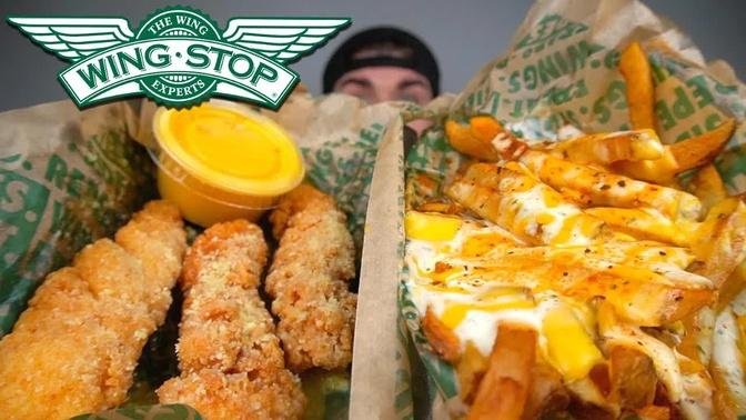 EATING WINGSTOP MUKBANG TENDERS VOODOO FRIES RANCH + MORE!