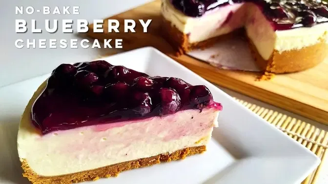 No Bake Blueberry Cheesecake Recipe | Blueberry Yogurt Cheesecake