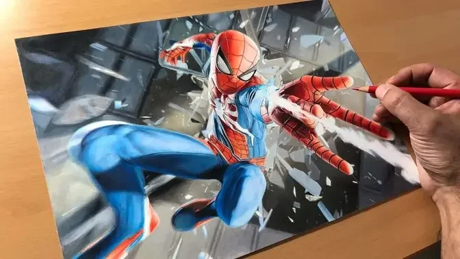 Drawing Spider-Man (PS4) - Timelapse | Artology