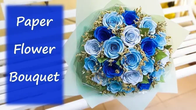 DIY Blue Rose Flower Bouquet / Paper Flower Bouquet / Góc nhỏ Handmade