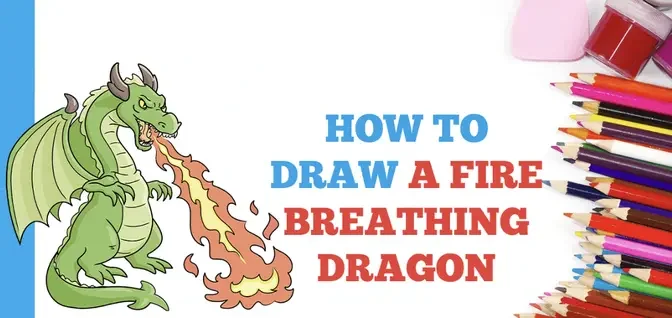  How to draw a dragon breathing fire - Step-by-step tutorial