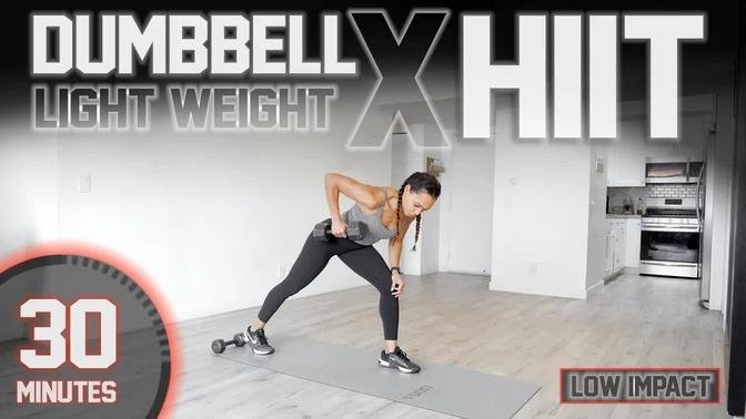 30 Minute Light Weight Dumbbell HIIT Workout [Full Body/Low Impact]