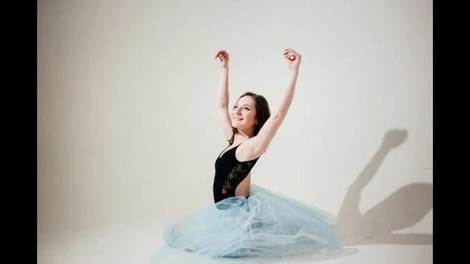 Basic ballet elements. Dance class with a ballerina