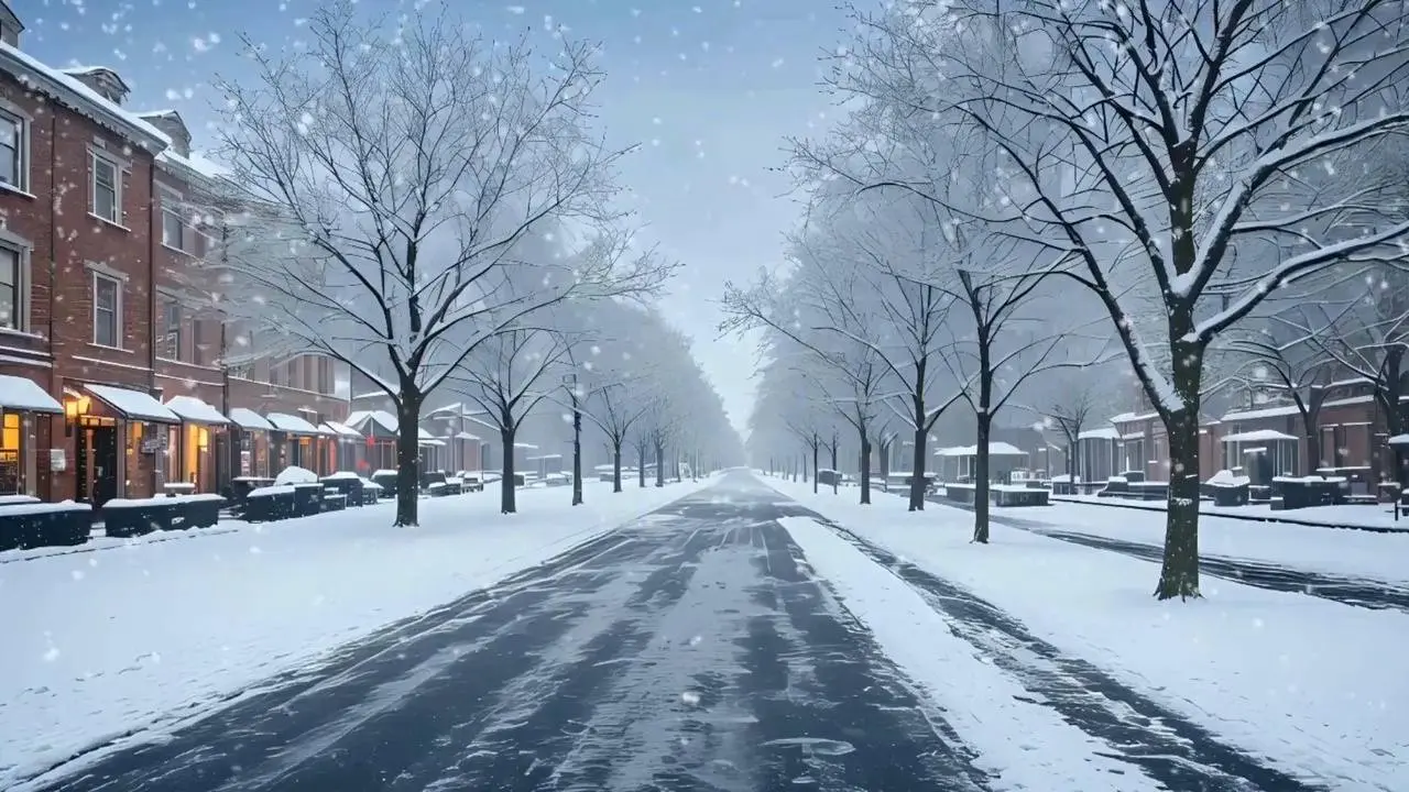 Celebrating the serene beauty of snowy streets in the winter beauty scene #WinterBeauty