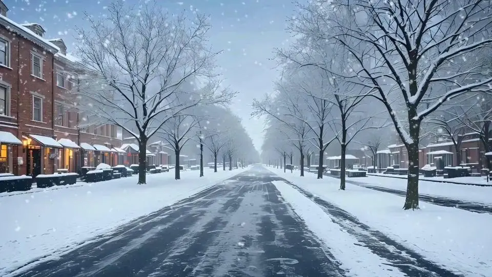 Celebrating the serene beauty of snowy streets in the winter beauty scene #WinterBeauty