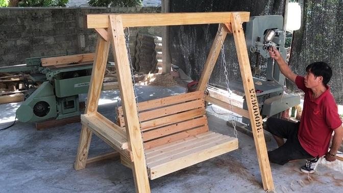 Amazing Idea Woodworking From Wood Bales    How To Build A Extremely Sturdy Wood Swing - DIY 