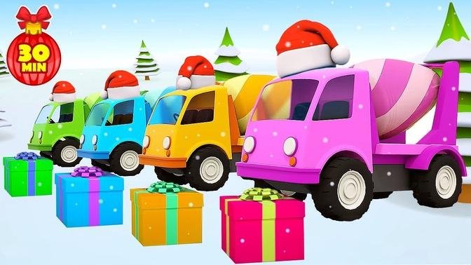 Helper cars cartoons & Christmas cartoon for kids _ Learn colors with tow trucks for kids & vehicle