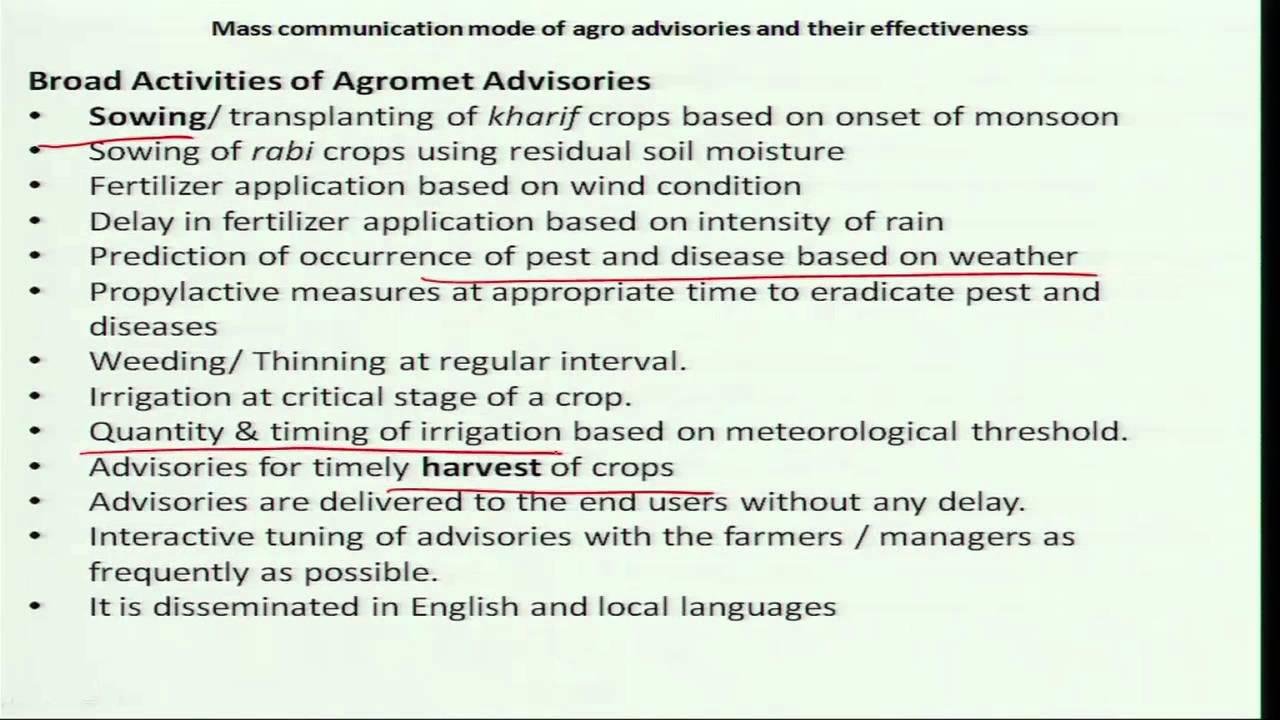 Mod-06 Lec-25 Mass communication mode of agro advisories and their effectiveness