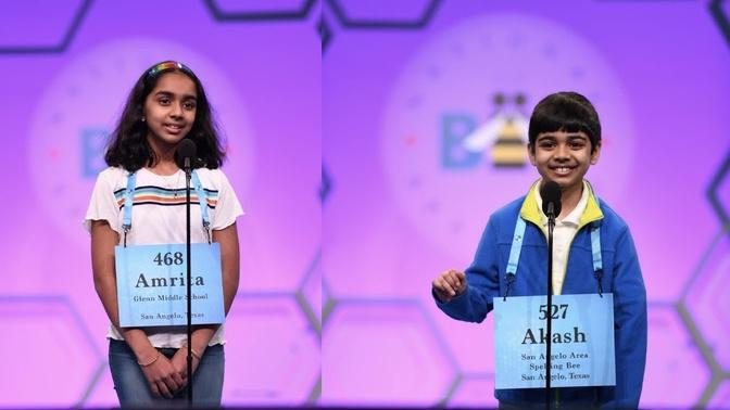 Scripps National Spelling Bee 2019 I Round 2 I Akash and Amrita Vukoti