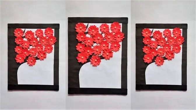 How To Make Wall Decoration With Paper Easy|| DIY Home Dacor Ideas||Paper Flower Wall Hanging