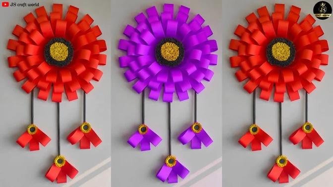 Red Color Paper Craft Ideas / Paper Crafts For Home Decoration / Paper flowers wall hanging Ideas