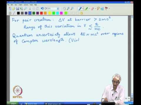 Mod-01 Lec-11 The Klein paradox, Pair creation process and examples