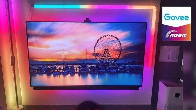 AMAZING TV BACKLIGHT LED STRIPS- How to install LED light behind TV - Govee Immersion Ambient Kit