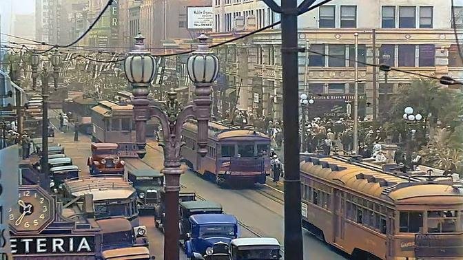 1930s - Views of Los Angeles in color [60fps, Remastered] w/sound design added