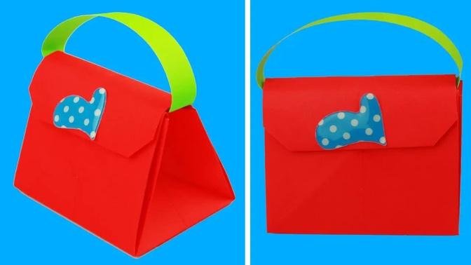 How to Make Bag with Color Paper - How to Make a Paper handbag - Easy Origami Handbag Making