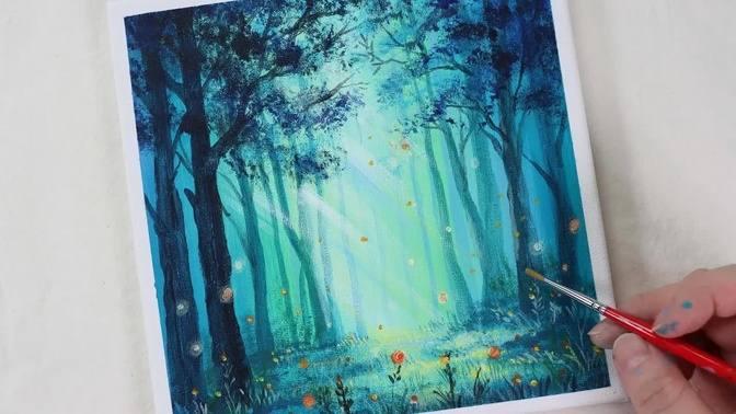 Sunshine Forest / Easy acrylic painting for beginners / PaintingTutorial