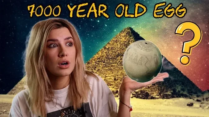 7000 yr old Ostrich Egg with the Pyramids of Giza on? 