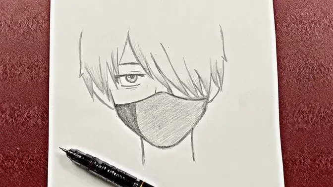 How to draw a Anime Boy with Mask Pencil sketch for beginner Easy drawing  Boy drawing