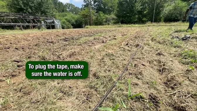 Small Farm Irrigation - Video 5 - Attaching and Plugging Drip Tape to a Lay Flat Header Pipe