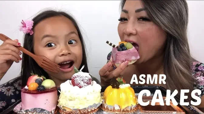 Assorted CAKES Mukbang _ Eating Sounds _ N.E Lets Eat