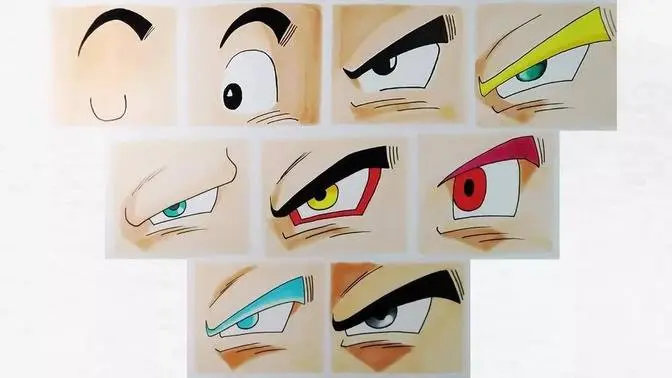 Cómo dibujar los ojos de Goku en todas sus fases | How to draw the eyes