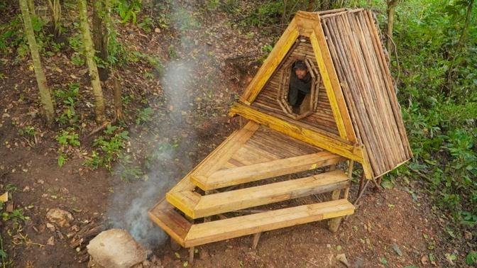 Bushcraft Building The Wood Log Cabin Shelter Pallet, [Start To Finish]