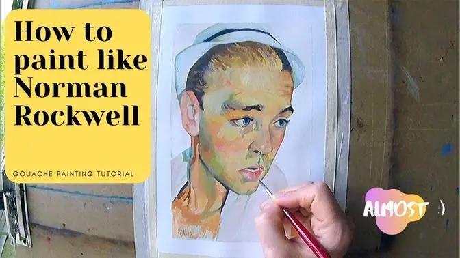 How to paint (almost) like Norman Rockwell! Painting a Realistic Portrait in GouacheTutorial