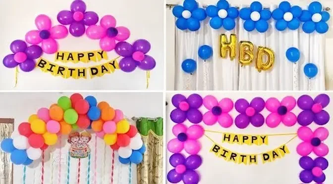 4 simple birthday decoration ideas at home ll Birthday background decoration  ideas at home
