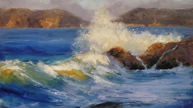 Painting an Ocean Wave with Heritage Acrylics- Acrylic Seascape Painting