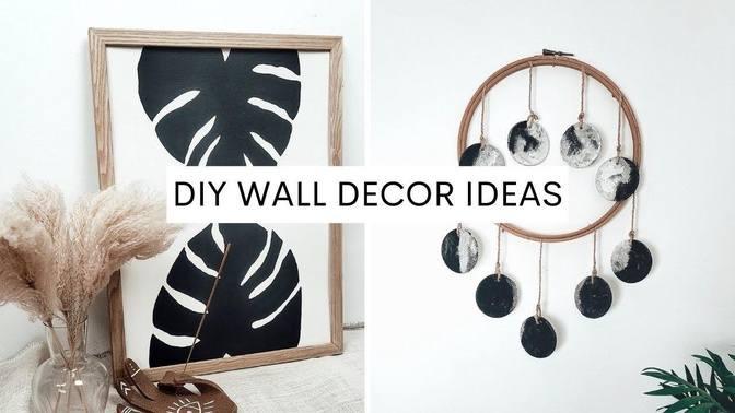 DIY WALL ART DECOR Ideas | Clay Moon Phases Wall Hanging and Monstera ...