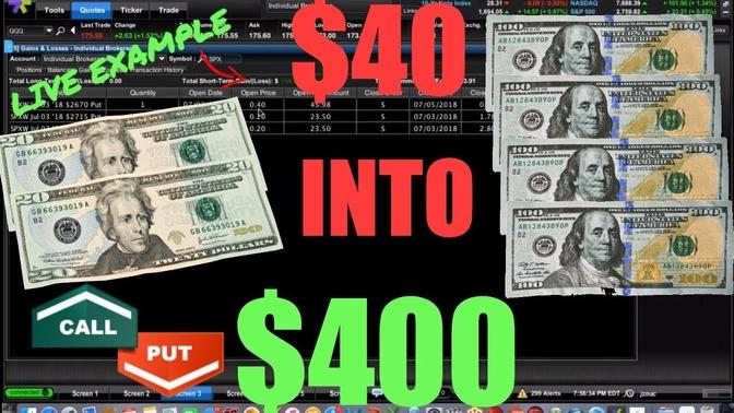 $40 Into $400 Trading Options – How To Make Money On The Stock Market! LIVE TRADING.