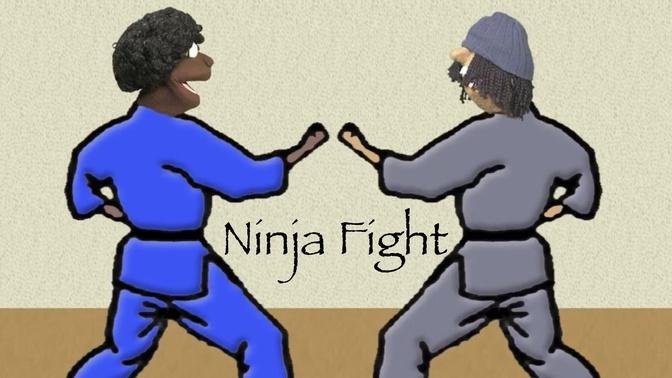 Mercedes and Trouble Play Ninja Fight