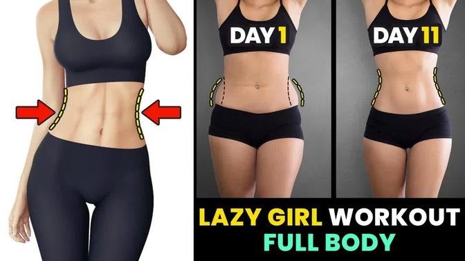 LAZY GIRL WORKOUT FULL BODY (Inner Thigh + Small Waist for Weight Loss) To Lose Belly Fat