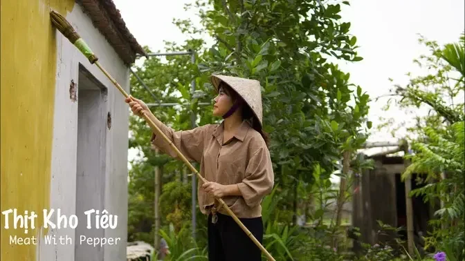 Thịt Kho Tiêu - Đậm đà hương vị rất tốn cơm, hái thêm rau trong vườn _ Bếp Nhà Mình