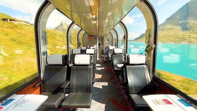 🇨🇭🇮🇹Riding the Most Beautiful Train from Switzerland to Italy || Bernina Express (St.Moritz →Tir