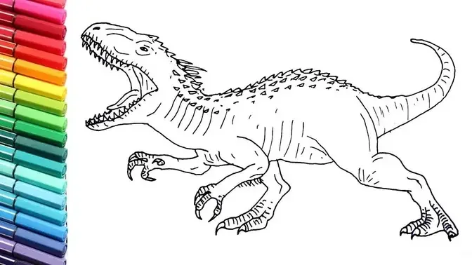 Drawing and Coloring Indominus Rex From Jurassic World - Dinosaurs Color  Pages for Children