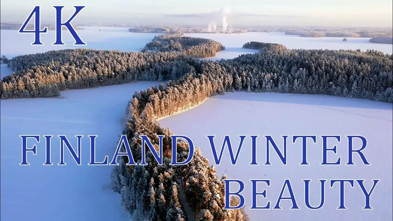 Finland Winter Beauty from air 4K drone scenery