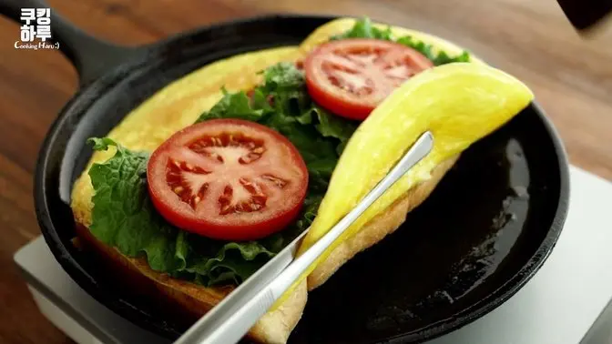 완벽한 아침! 원팬 베이컨 계란 토스트! 겉은 바삭 안은 신선! 초간단 맛있어요!