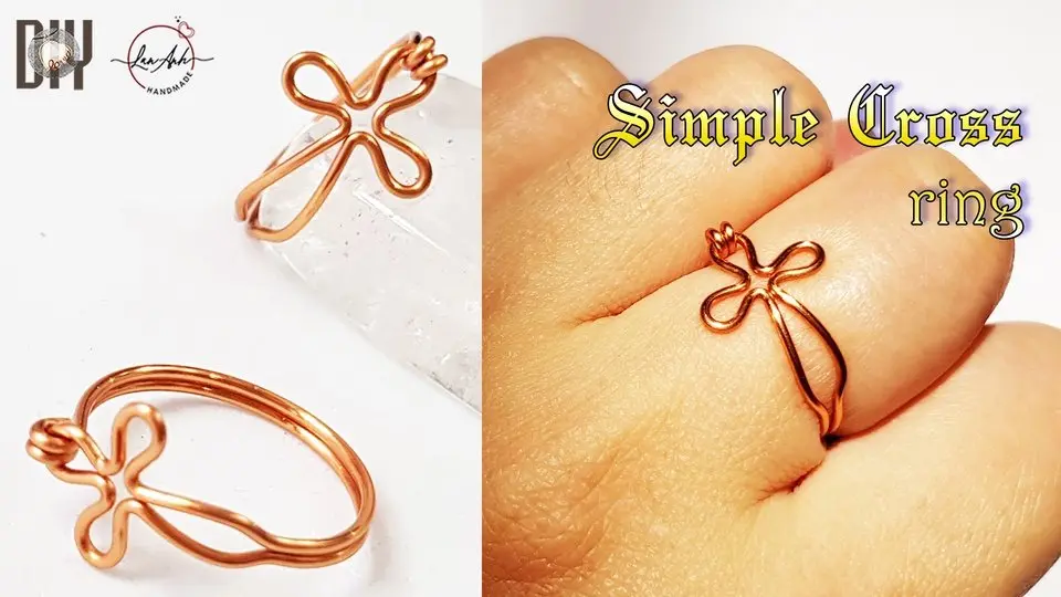 Simple cross ring - Unisex Celtic jewelry from copper wire 421