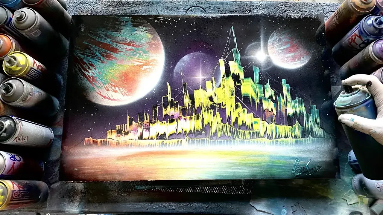 City of the Future FORTRES - SPRAY PAINT ART by Skech